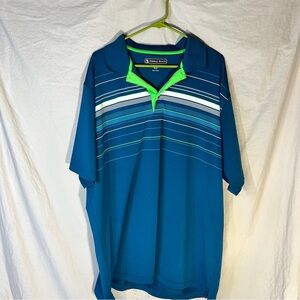 Pebble Beach Dry-Luxe Performance Polo Shirt Mens XXL Blue Short Sleeve Button